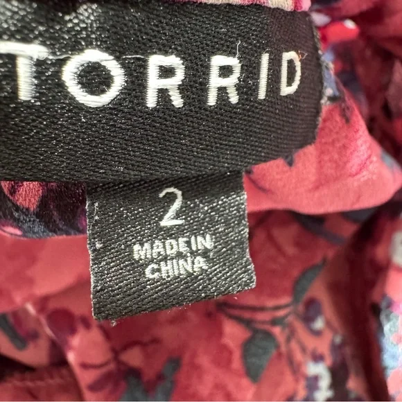 Torrid Georgette Floral Puff Sleeve Peasant Blouse 2X Pink - Picture 11 of 13